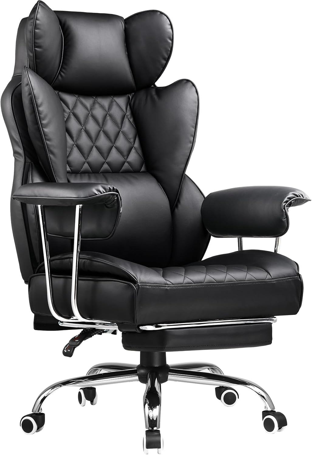 Ergonomic Office Chair - 足置き台付き大型背の高いオフィスチェア、ハイバックレザーゲーミングチェア、ポケットスプリングランバー付き人間工学に基づいたエグゼクティブチェア