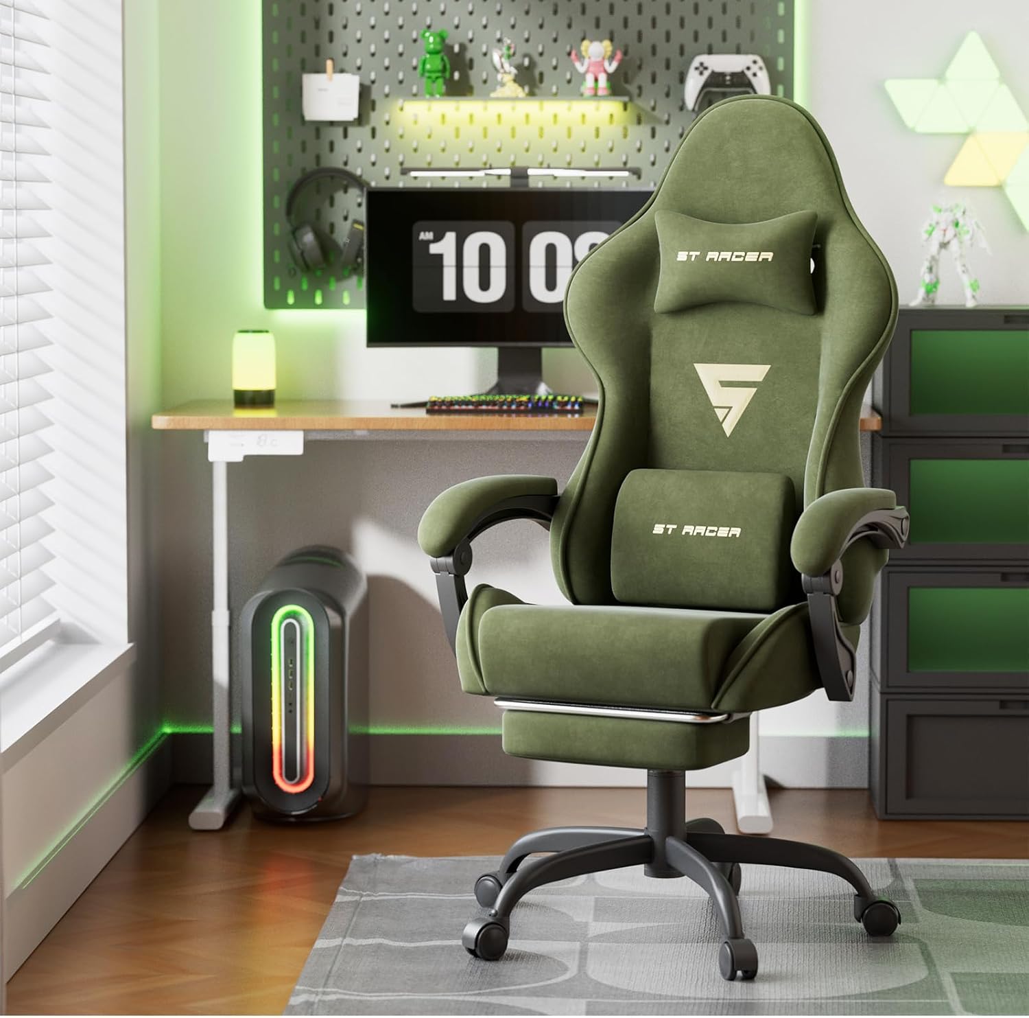 大人用ゲーミングチェア、フットレスト付きマッサージ機能と腰当 - Ergonomic Office Chair のレビューと価格
