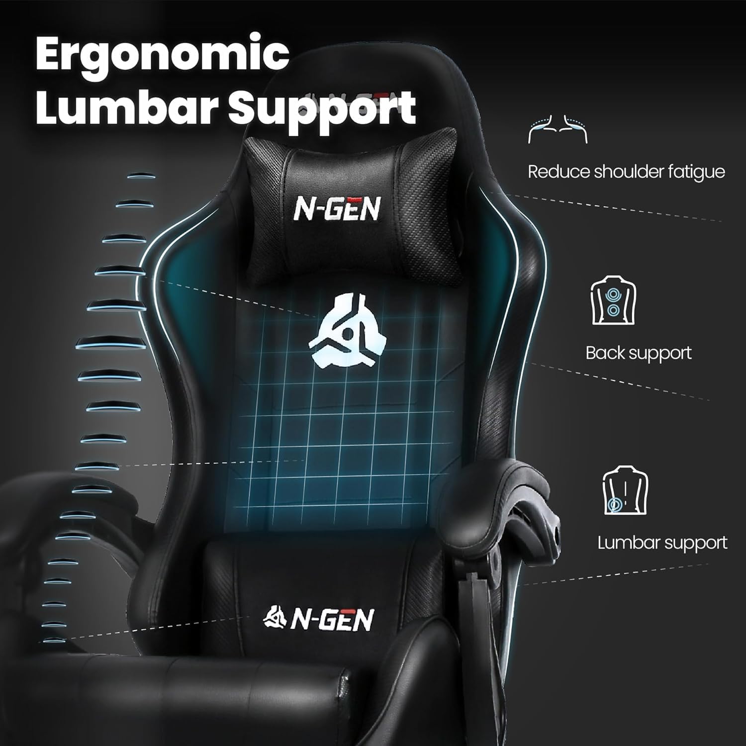 フットレスト付きゲーミングチェア、ランバーサポート、ホームオ - Ergonomic Office Chair のレビューと価格