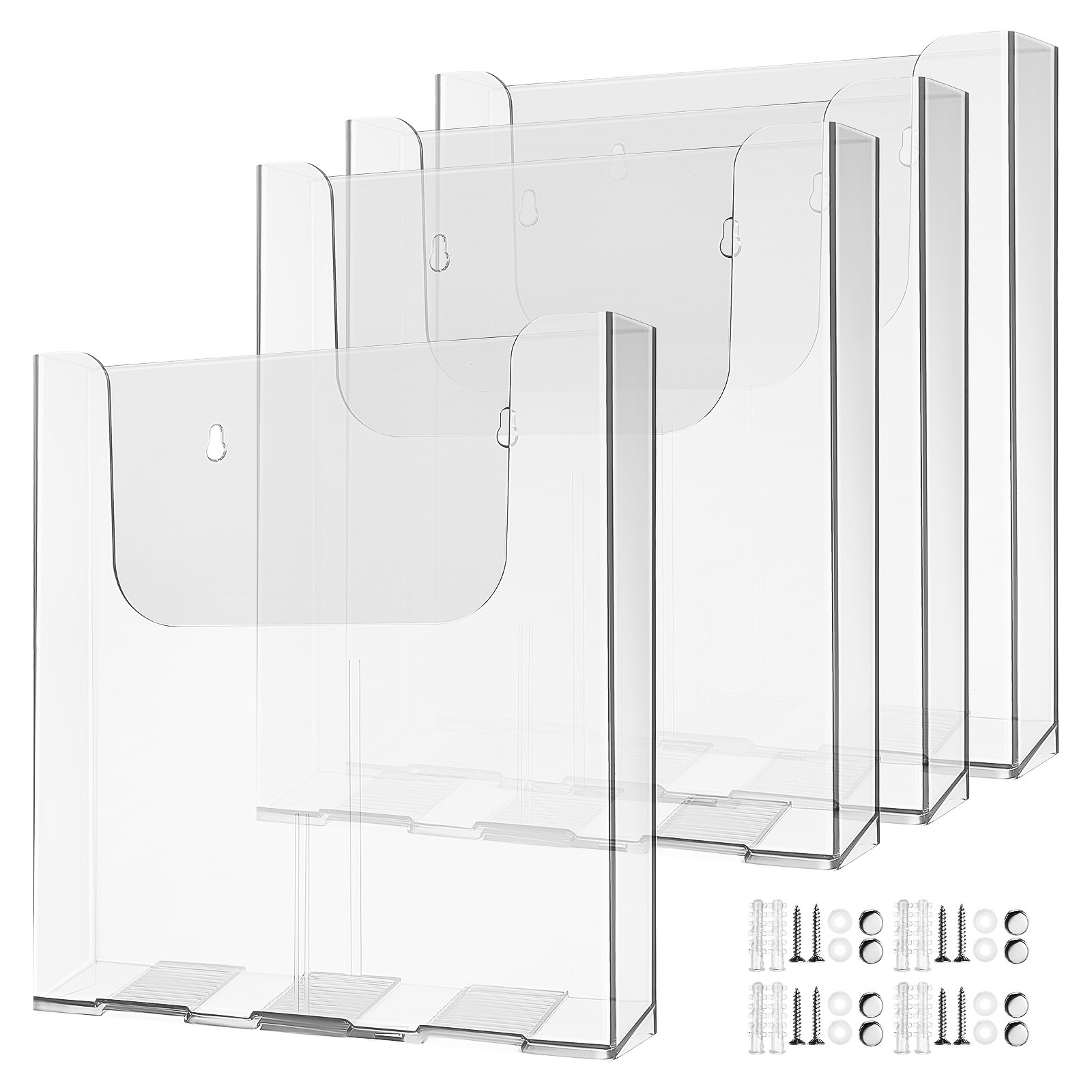 4個入り アクリル製マガジンホルダー 壁掛け式 透明 ドキュ - Document Holder Stand のレビューと価格