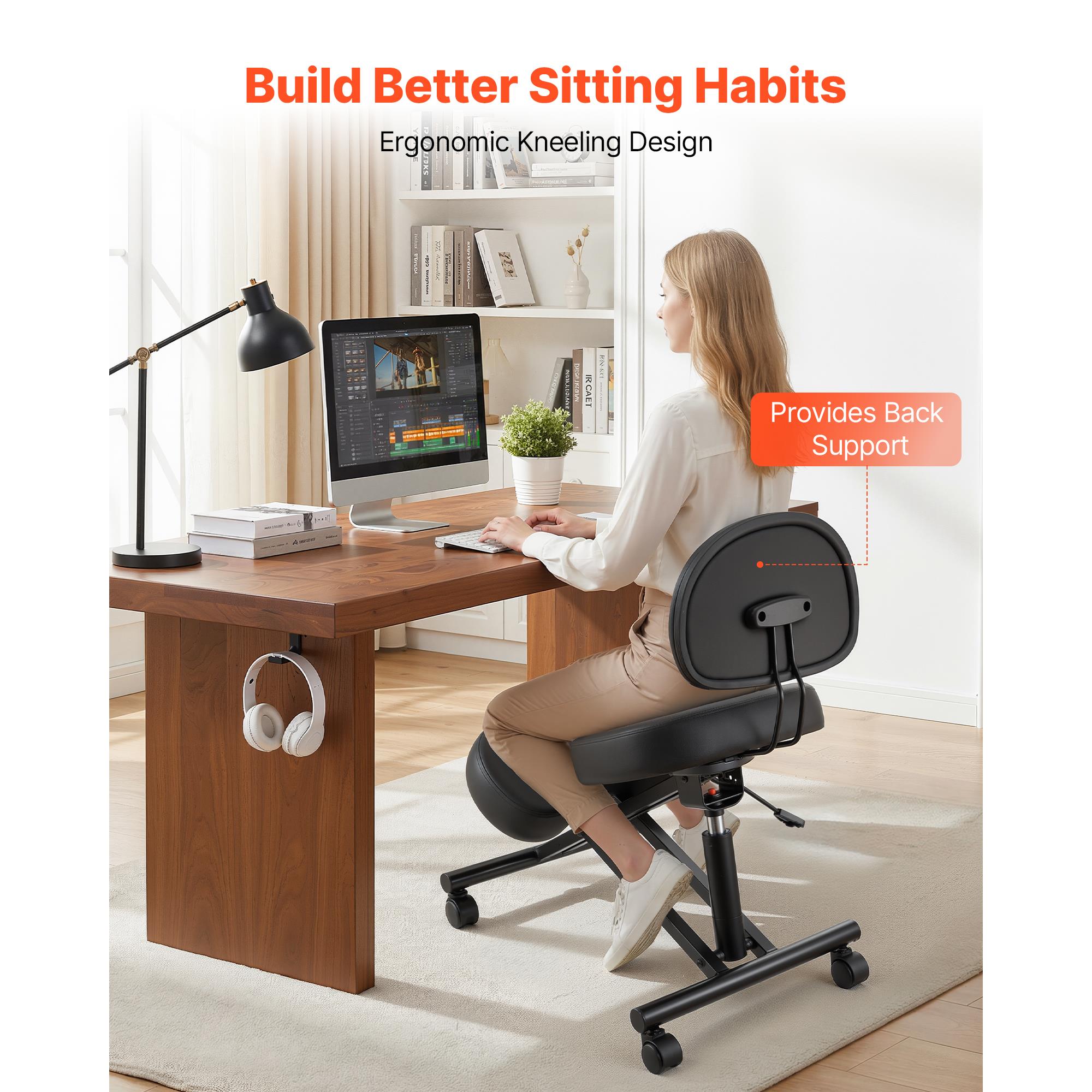 人間工学に基づいた設計の、背もたれ付きで車輪が付いた、高さ調 - Ergonomic Office Chair のレビューと価格