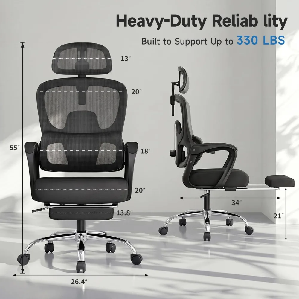 人間工学に基づいたデザインのオフィスチェア。フットレスト、調 - Ergonomic Office Chair のレビューと価格